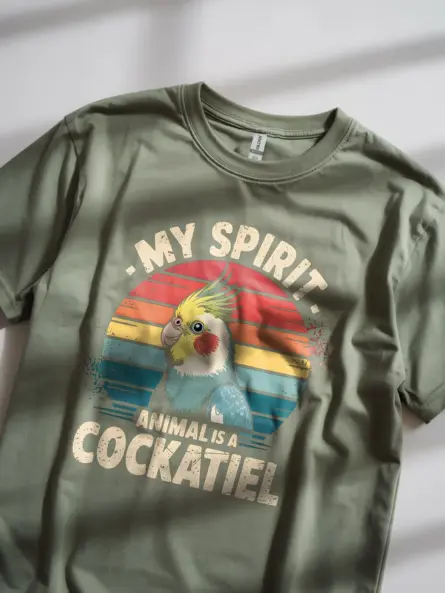 Vintage Cockatiel Spirit Animal T-Shirt - Image 5