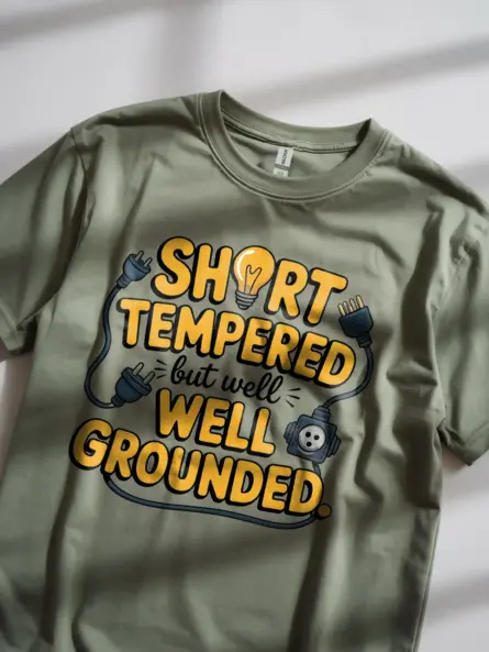 Well Grounded Electrician T-Shirt – Funny Short Tempered Cartoon Tee for Engineers - Image 12