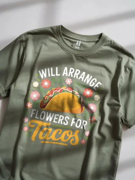 Whimsical Will Arrange Flowers for Tacos T-Shirt - Image 9