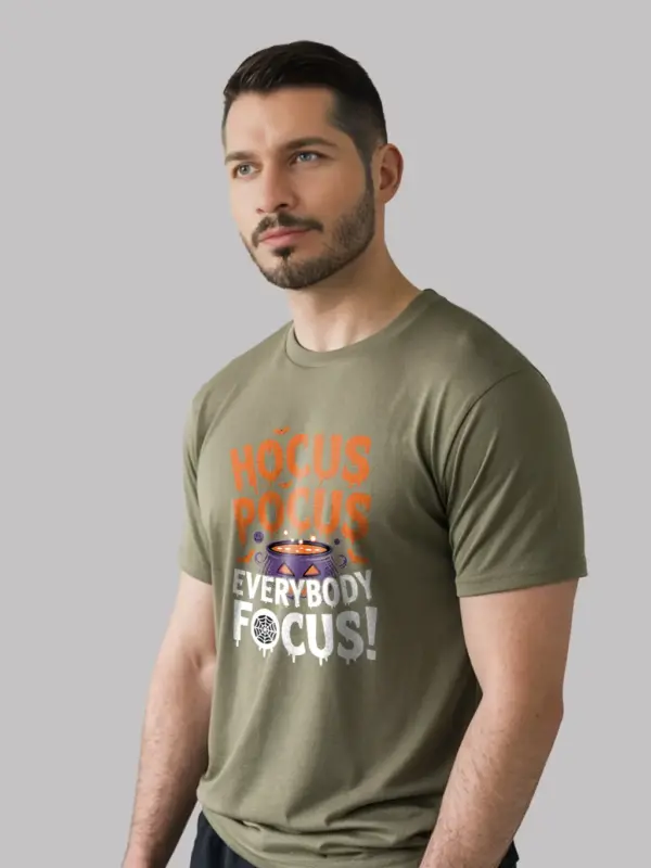 military green front – Hocus Pocus Everybody Focus – hocus pocus focus shirt
