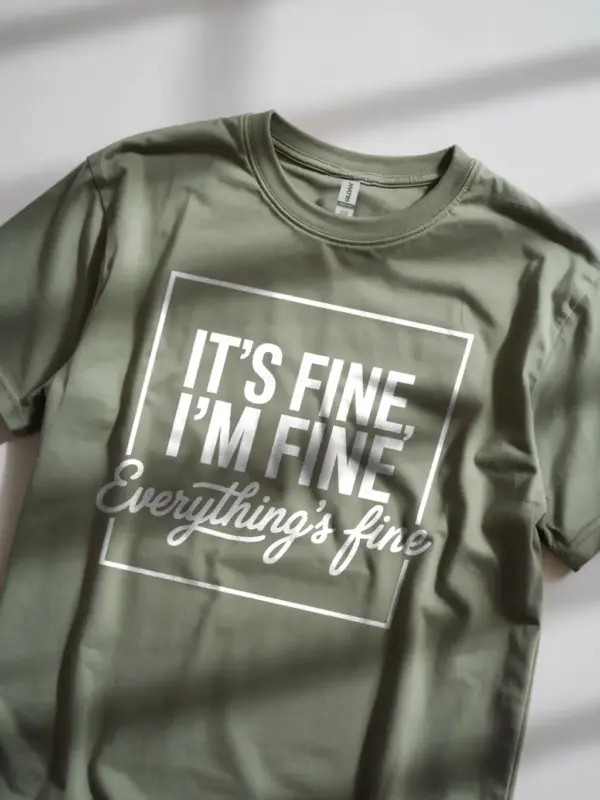 military green. Shirt Its Fine I'm Fine Everything Is Fine Mental Health Awareness Shirt Funny