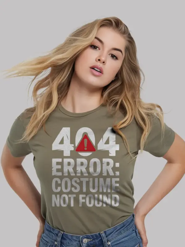 military green 404 Error Costume Not Found T-Shirt in Casual Look