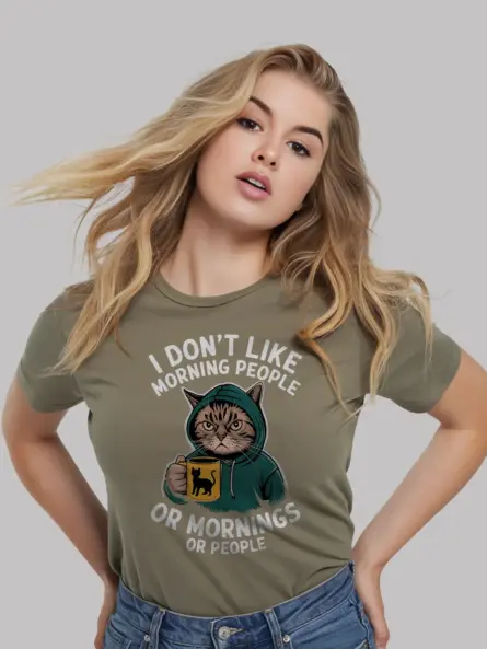 Grumpy Cat Morning People T-Shirt - Image 6
