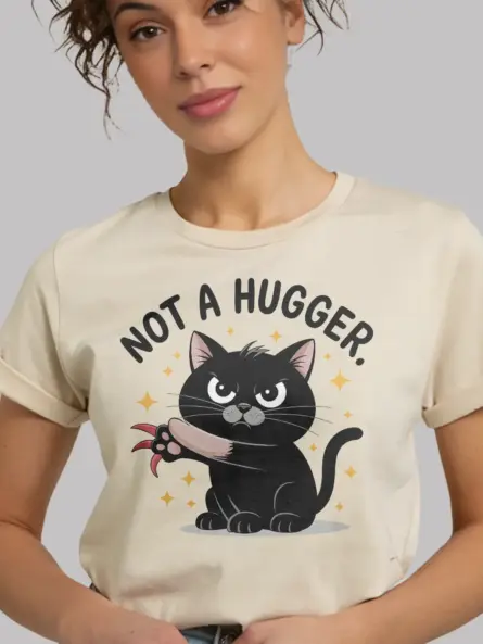 natural not a hugger cat shirt funny design