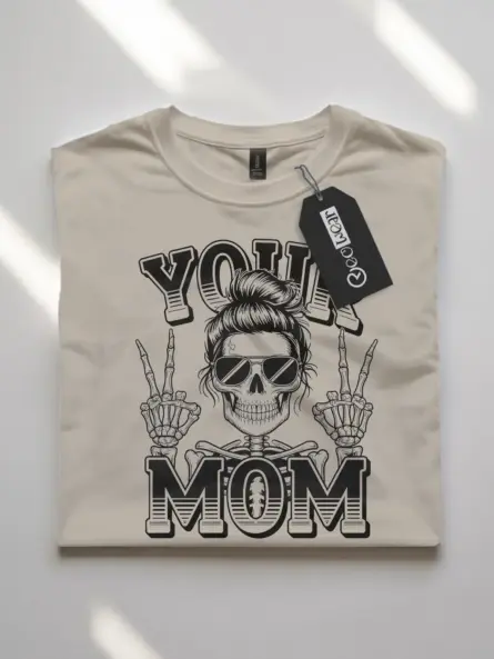 Edgy Punk Skeleton Mom T-Shirt – Funny Graphic Tee for Cool Moms