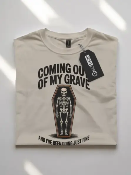 Funny Skeleton Coffin T-Shirt | Sarcastic Halloween Tee