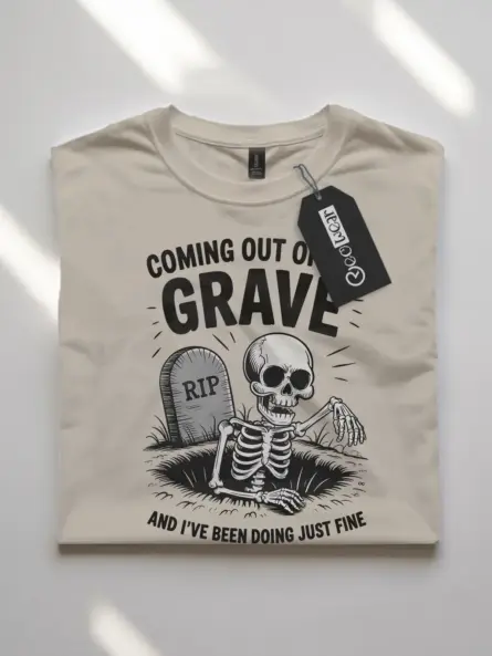 natural front vintage RIP skeleton grave tee