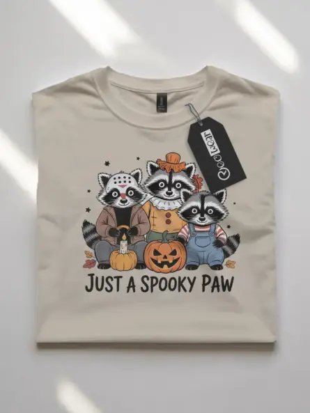 natural flatlay spooky raccoon t-shirt