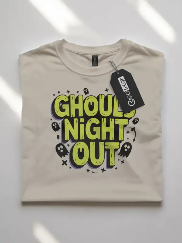Front view natural Ghouls Night Out Halloween T-Shirt vintage style