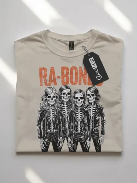 front – retro skeleton band graphic shirt in natural