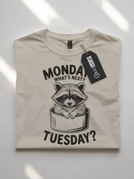 Raccoon Monday Tuesday T-Shirt for Adults - Image 10