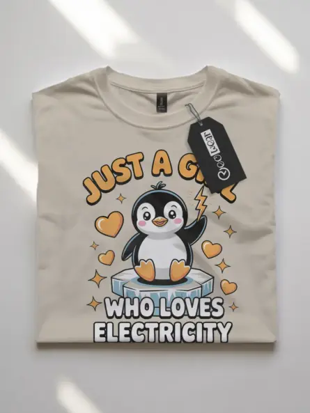 STEM Girl Electricity T-Shirt – Kawaii Penguin Design - Image 10