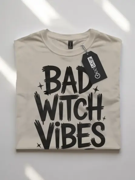 Bad Witch Vibes Shirt – Bold Gothic Tee for Spooky Season & Parties - Image 4