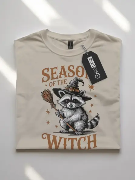 Charming Witchcore Raccoon T-Shirt – Season of the Witch Fall Tee - Image 7
