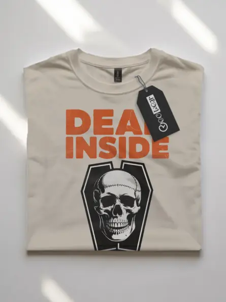natural flatlay Front View – Dead Inside – dead inside coffin t-shirt
