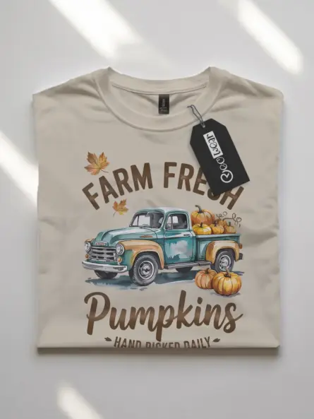 Farm Fresh Pumpkin Truck T-Shirt – Vintage Fall Harvest Tee - Image 7
