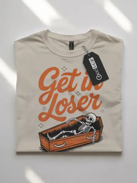 Front View Get in Loser Shirt – Goth Skeleton Coffin T-Shirt