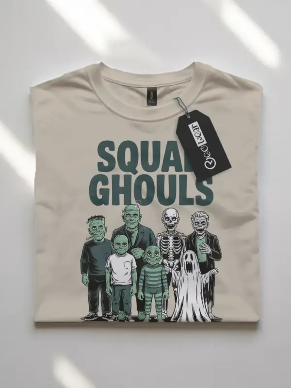 Front View natural flatlay Squad Ghouls Shirt – Squad Ghouls T-Shirt