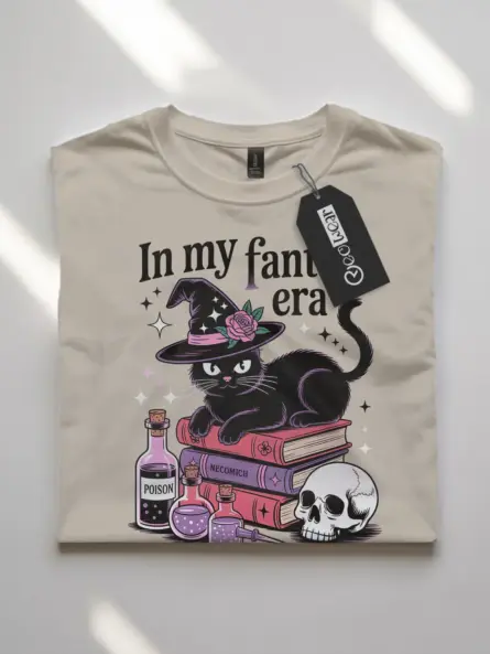 Whimsical Witchy Cat Fantasy T-Shirt for Magic Lovers - Image 4