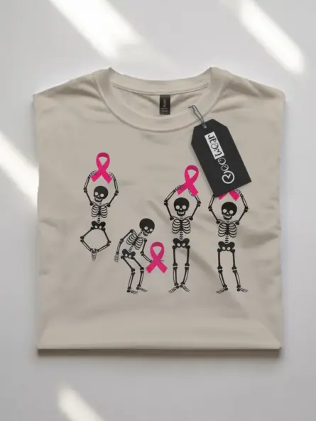Black Skeleton Breast Cancer Shirt – Funny Pink Ribbon Awareness Tee - Image 7