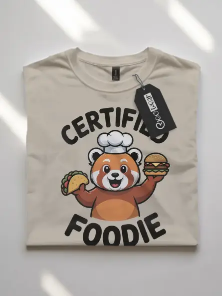 Certified Foodie T-Shirt – Cute Red Panda Chef Graphic Tee - Image 7