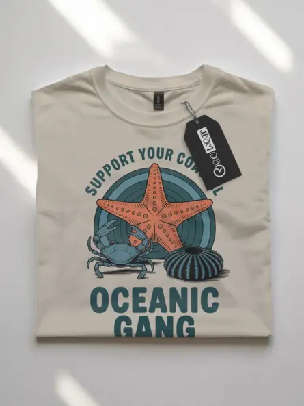 Bold Coastal T-Shirt – Oceanic Gang Sea Life Graphic Tee - Image 7