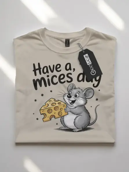Front View natural flatlay Have a Mices Day funny mouse pun t-shirt