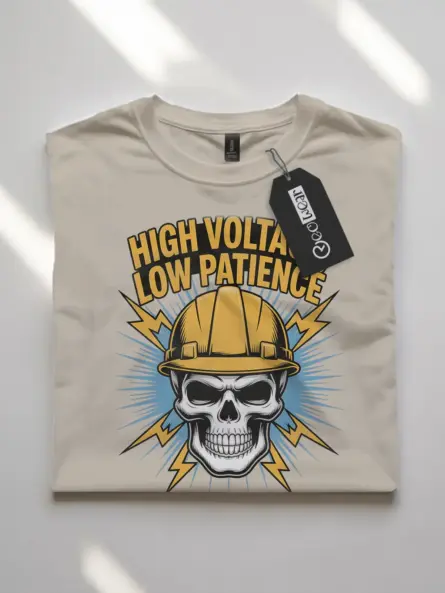 Electrician Skull Shirt High Voltage Low Patience - Image 7
