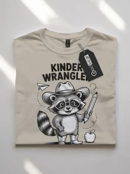 Adorable Kindergarten Teacher T-Shirt – Raccoon Kinder Wrangler Design - Image 7