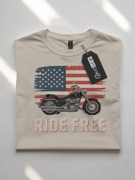 Bold Patriotic Biker T-Shirt – Ride Free with American Pride - Image 7