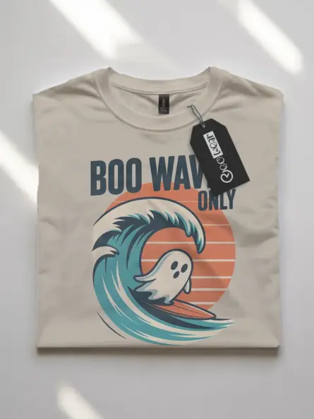 Surfing Ghost T-Shirt – Boo Waves Only Retro Tee - Image 7