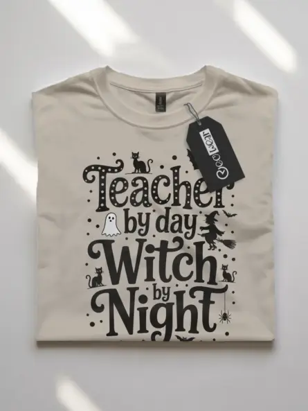 Teacher by Day Witch by Night Shirt – Funny Halloween Tee for Educators - Image 7