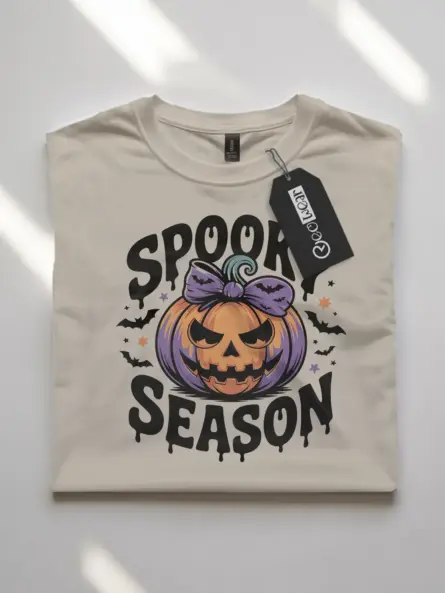 natural flatlay Shirt spooky season pumpkin t-shirt Halloween gift idea