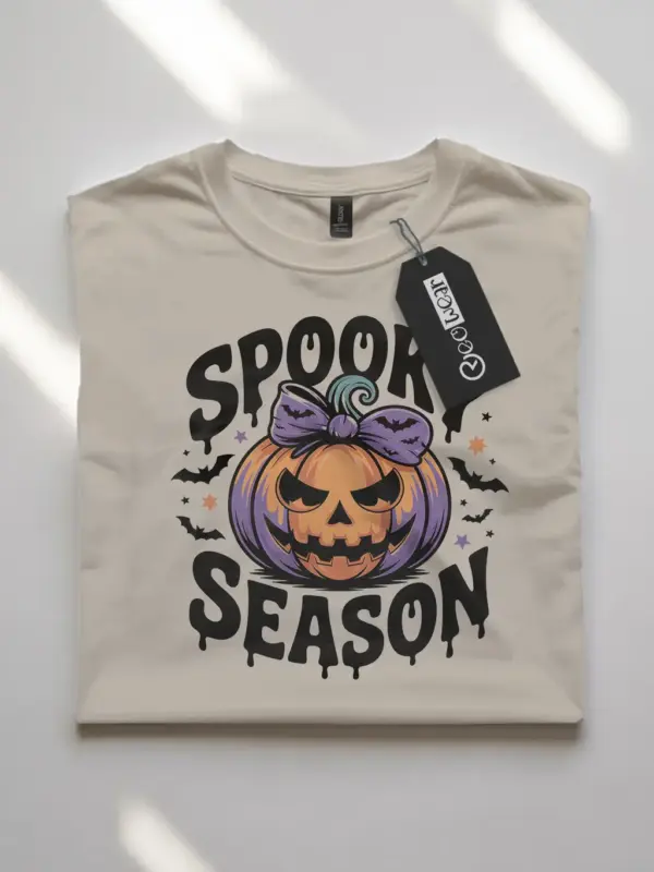 natural flatlay Shirt spooky season pumpkin t-shirt Halloween gift idea