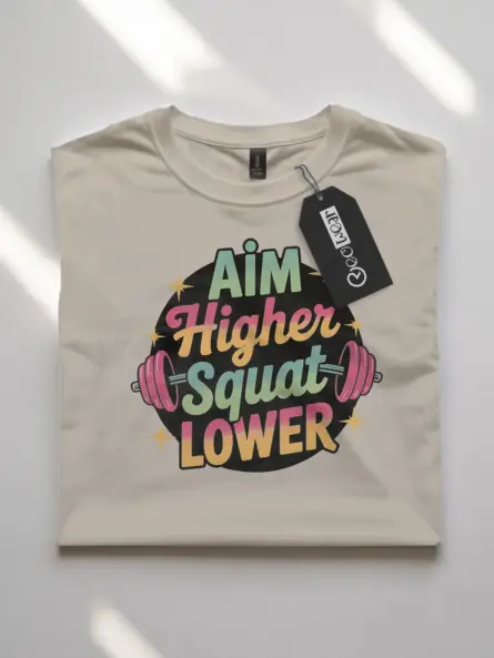 Retro "Aim Higher Squat Lower" Women's Squat Motivation T-Shirt - Image 7