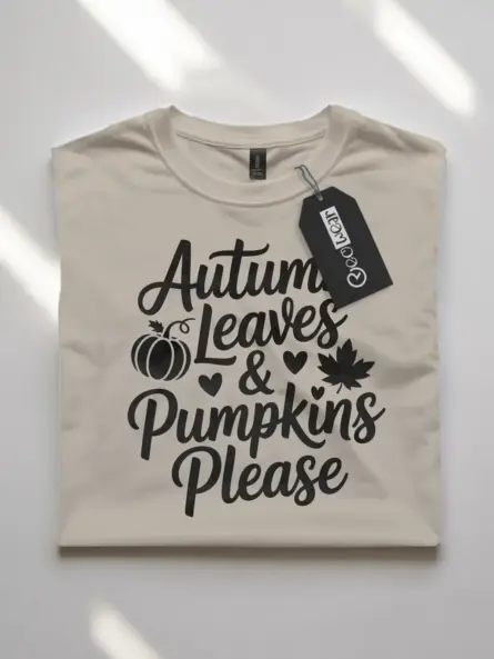 Chic Autumn Leaves and Pumpkins Shirt – Cozy Fall Graphic Tee - Image 7
