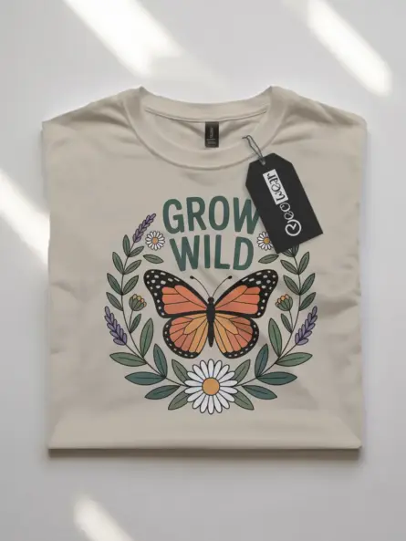 Butterfly Nature T-Shirt – “Grow Wild” Floral Garden Graphic Tee - Image 7
