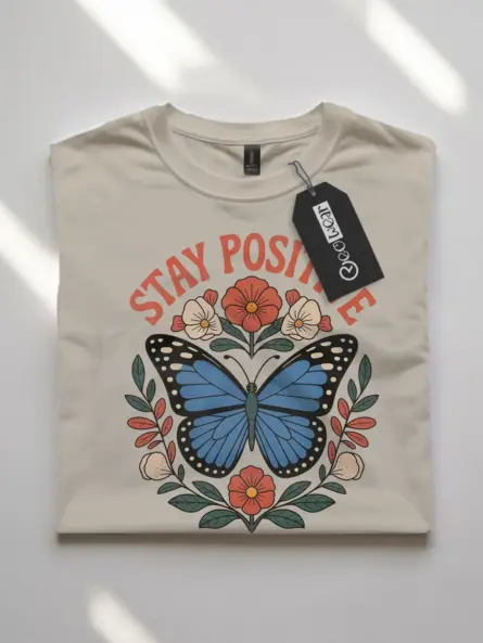 Butterfly Stay Positive T-Shirt for Mental Health Awareness - Image 7