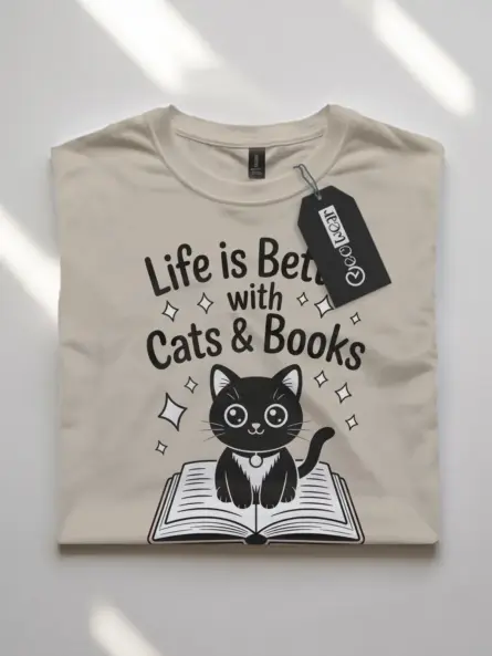 Charming Cat Book Lover Shirt – Cute Kawaii Tee for Readers - Image 7