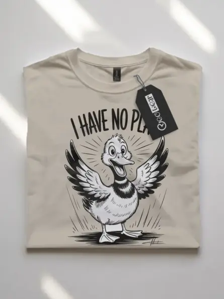 Chaotic Duck T-Shirt – Funny “I Have No Plan” Cartoon Tee - Image 7