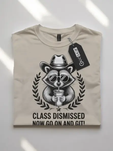Class Dismissed T-Shirt – Funny Western Raccoon Teacher Gift Tee - Image 7