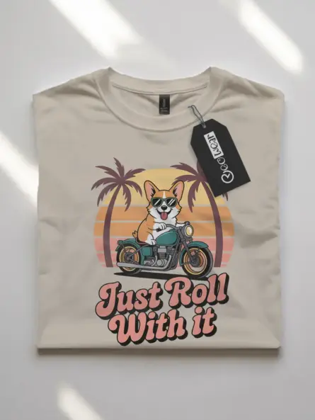 Playful Corgi Motorcycle T-Shirt for Beach Dog Lovers - Image 7