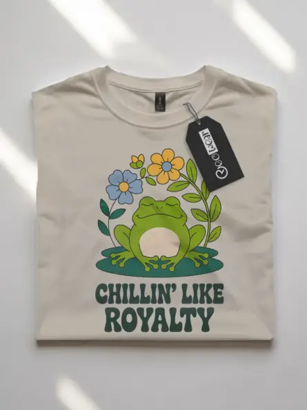 Cottagecore Frog T-Shirt – Chillin’ Like Royalty Tee for Nature Lovers - Image 7