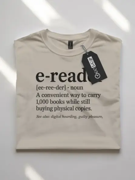 Clever E-Reader Definition T-Shirt – Funny Book Hoarder Tee for Kindle Fans - Image 7