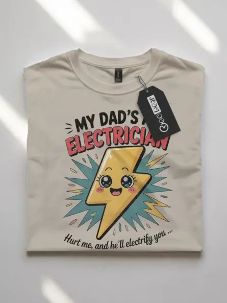 Adorable Electrician Dad Kids T-Shirt with Cartoon Bolt - Image 7