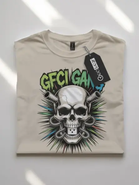 Electrician Skull T-Shirt GFCI Gang Graphic Tee - Image 7