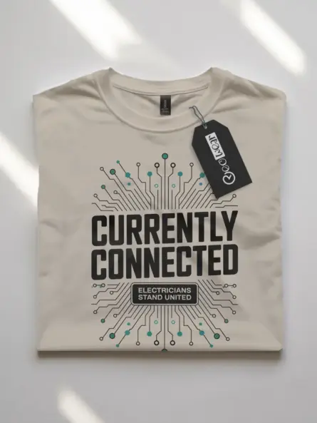 Electrician Solidarity T-Shirt – Currently Connected - Image 7