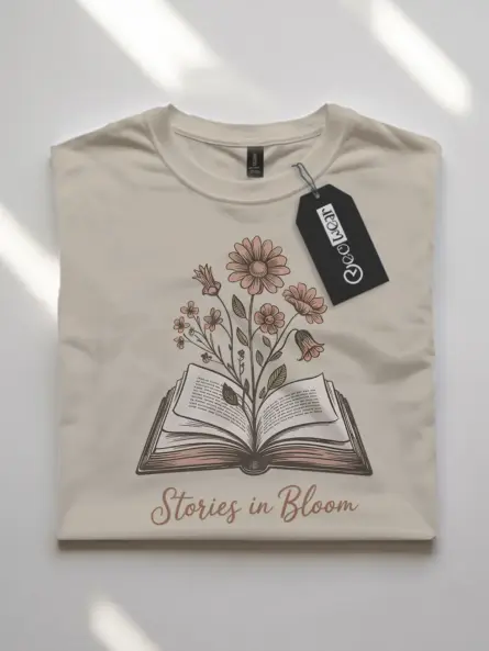 Stories in Bloom Floral Book Lover T-Shirt - Image 7