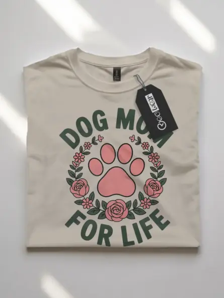 Floral Dog Mom Shirt – Vintage “Dog Mom for Life” Paw Print Tee - Image 7