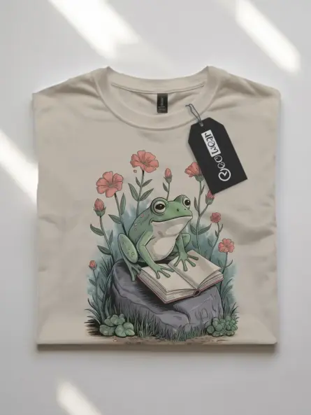 Frog Reading Shirt – Whimsical Nature Tee for Book Lovers - Image 7
